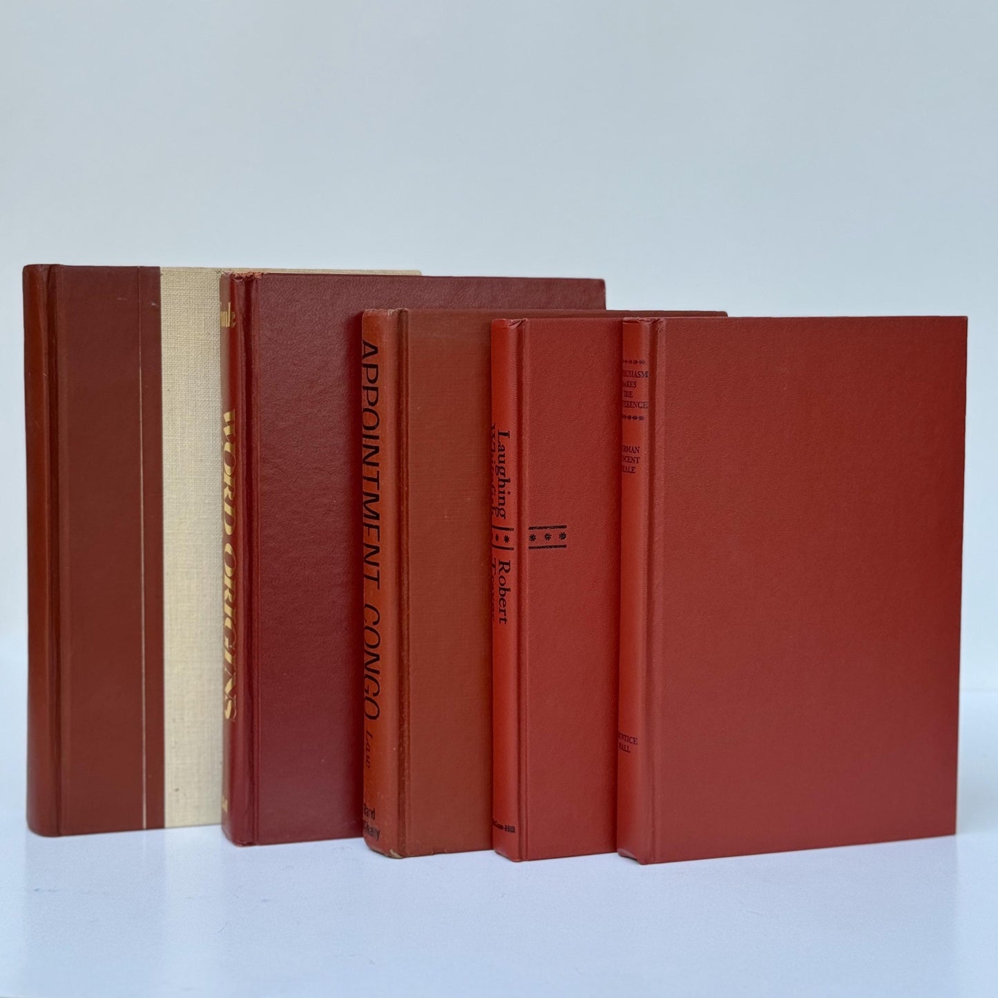 Mid-Century Vintage Terra Cotta Coral Books for Display, Library and Office Decor