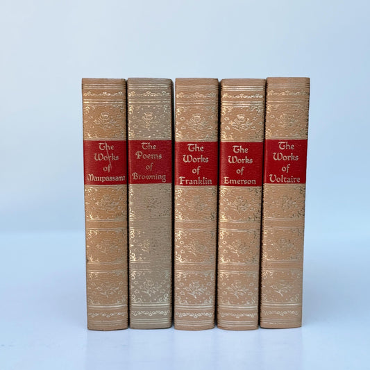 Ornate Gold and Red Vintage Book Set, Black's Reader Service, Classic Literature Books