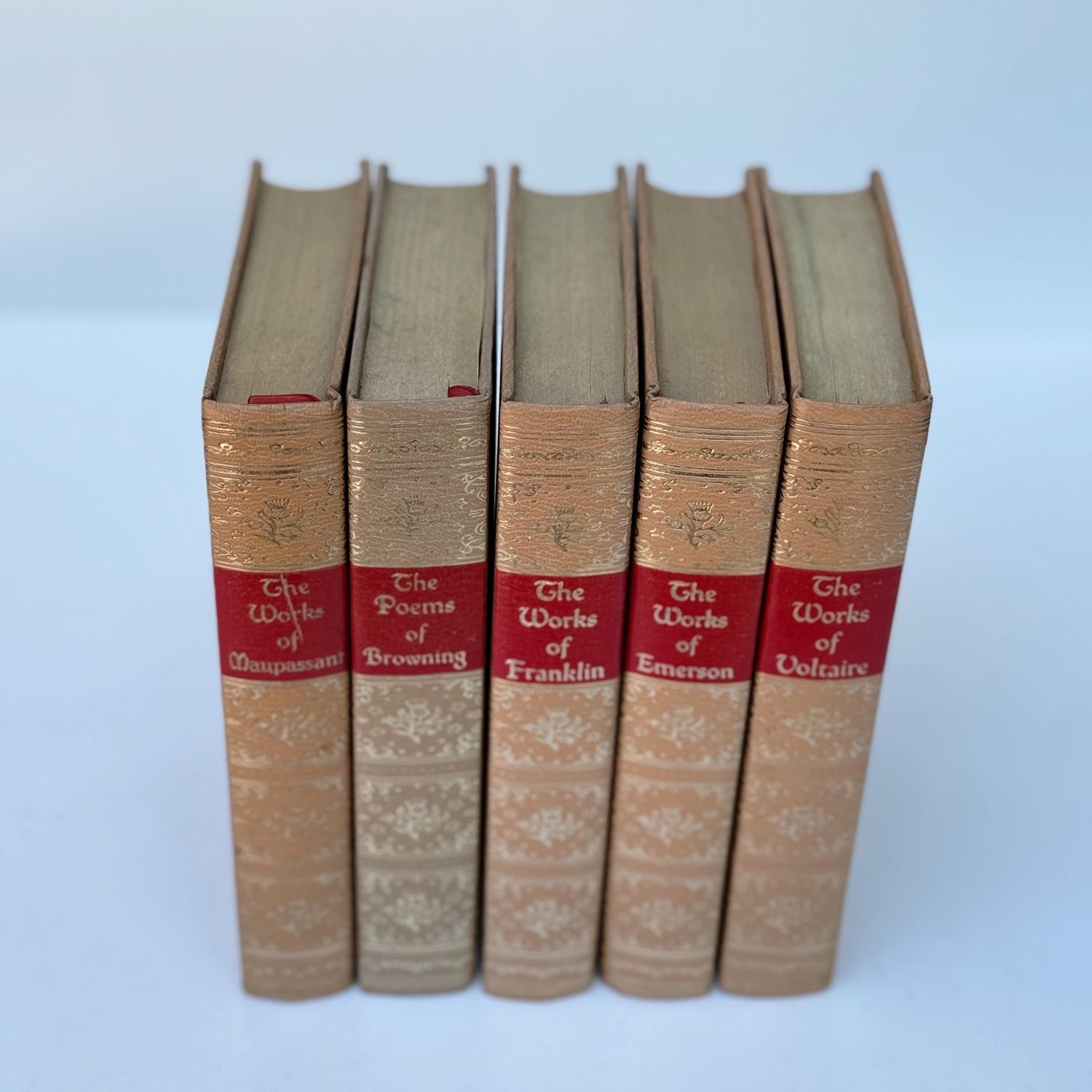 Ornate Gold and Red Vintage Book Set, Black's Reader Service, Classic Literature Books