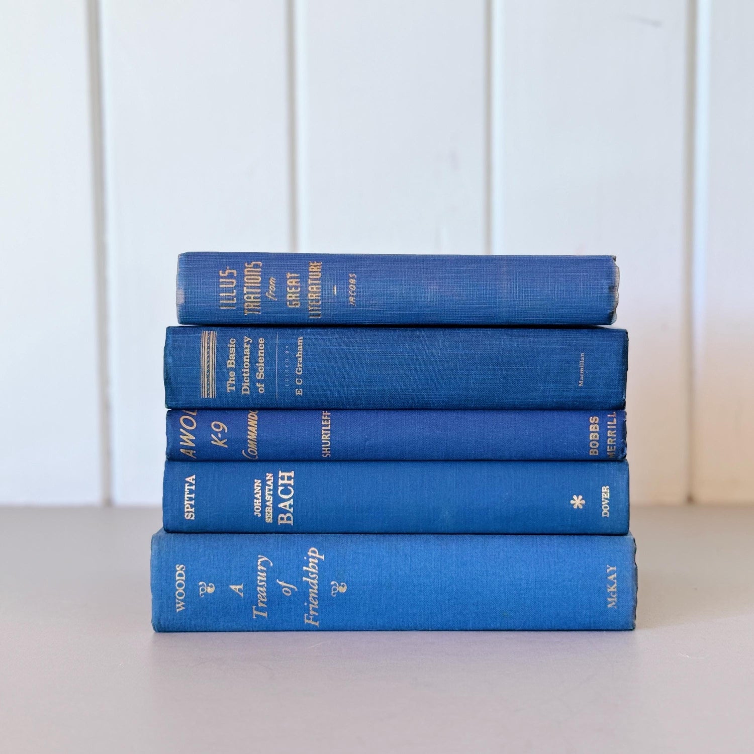 Indigo Blue Vintage Book Set for Decor, Mid-Century Modern Books By Color