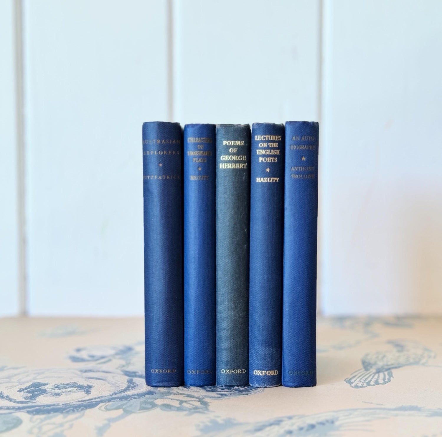 Vintage Indigo Blue Mini Book Set for Decor, The World's Classics, Oxford Press