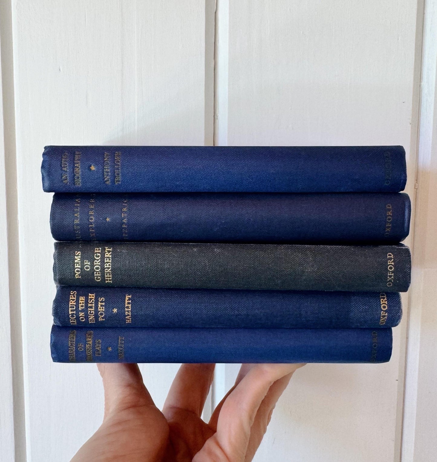 Vintage Indigo Blue Mini Book Set for Decor, The World's Classics, Oxford Press