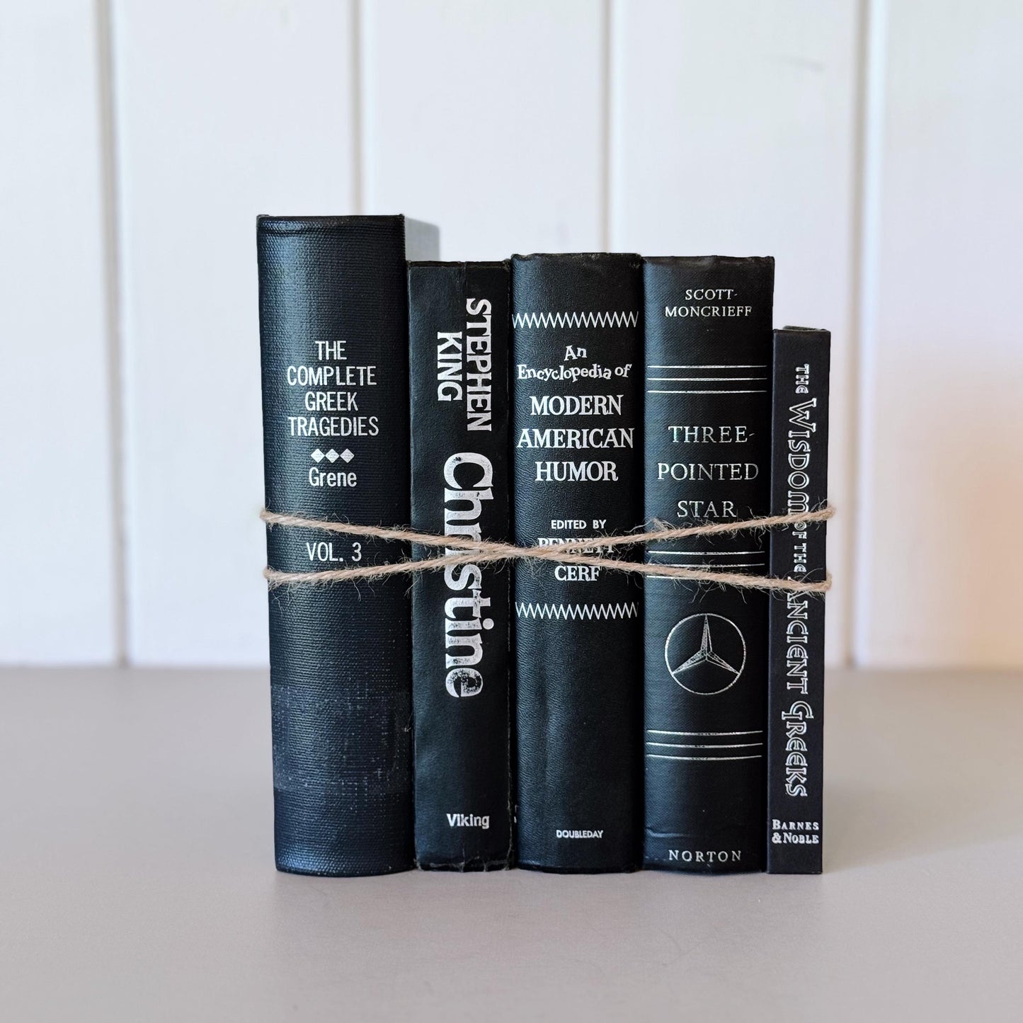 Black and Silver Vintage Books for Decor, Mid-Century Modern Masculine Books By Color, Mercedes Book