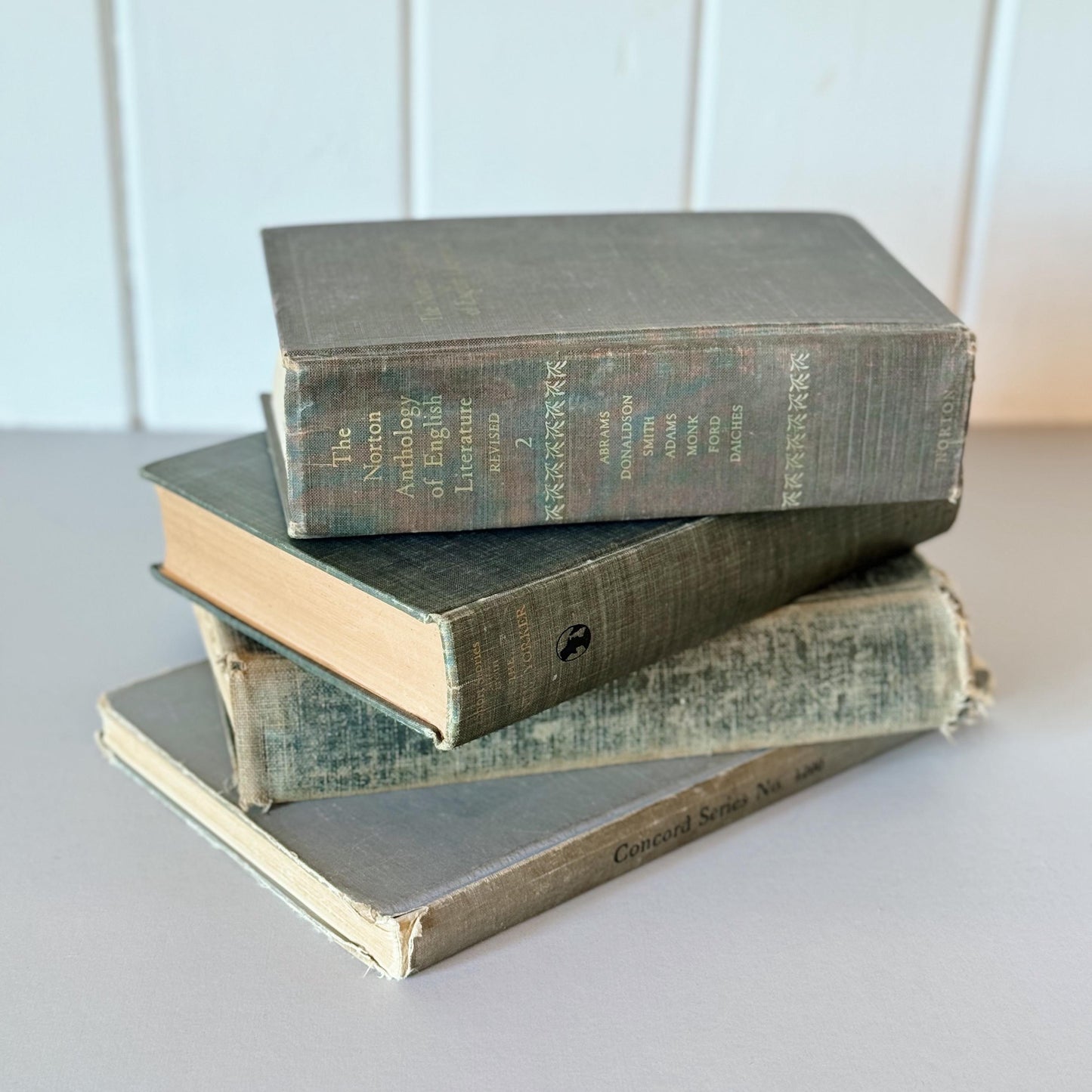 Vintage Shabby Blue and Gray Books for Shelf Styling, Shabby Chic Cozy Books