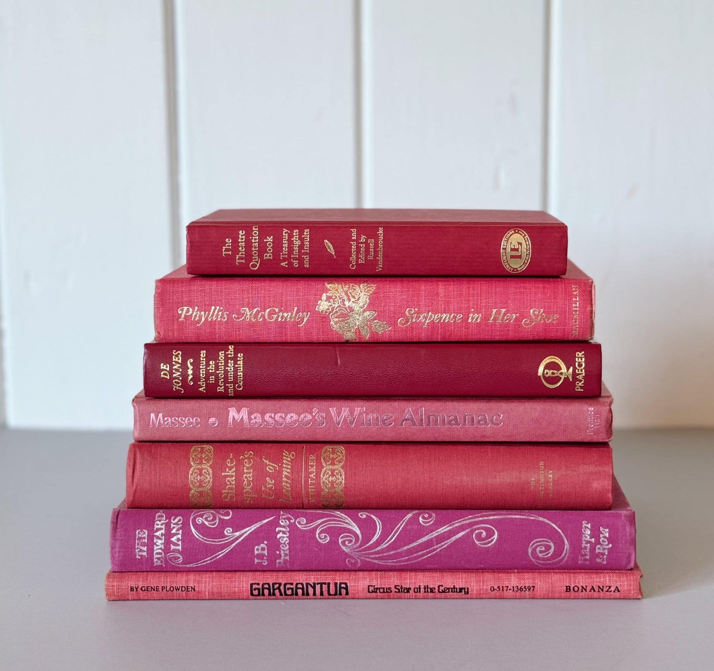 Vintage Pink and Purple Large Book Set For Shelf Styling