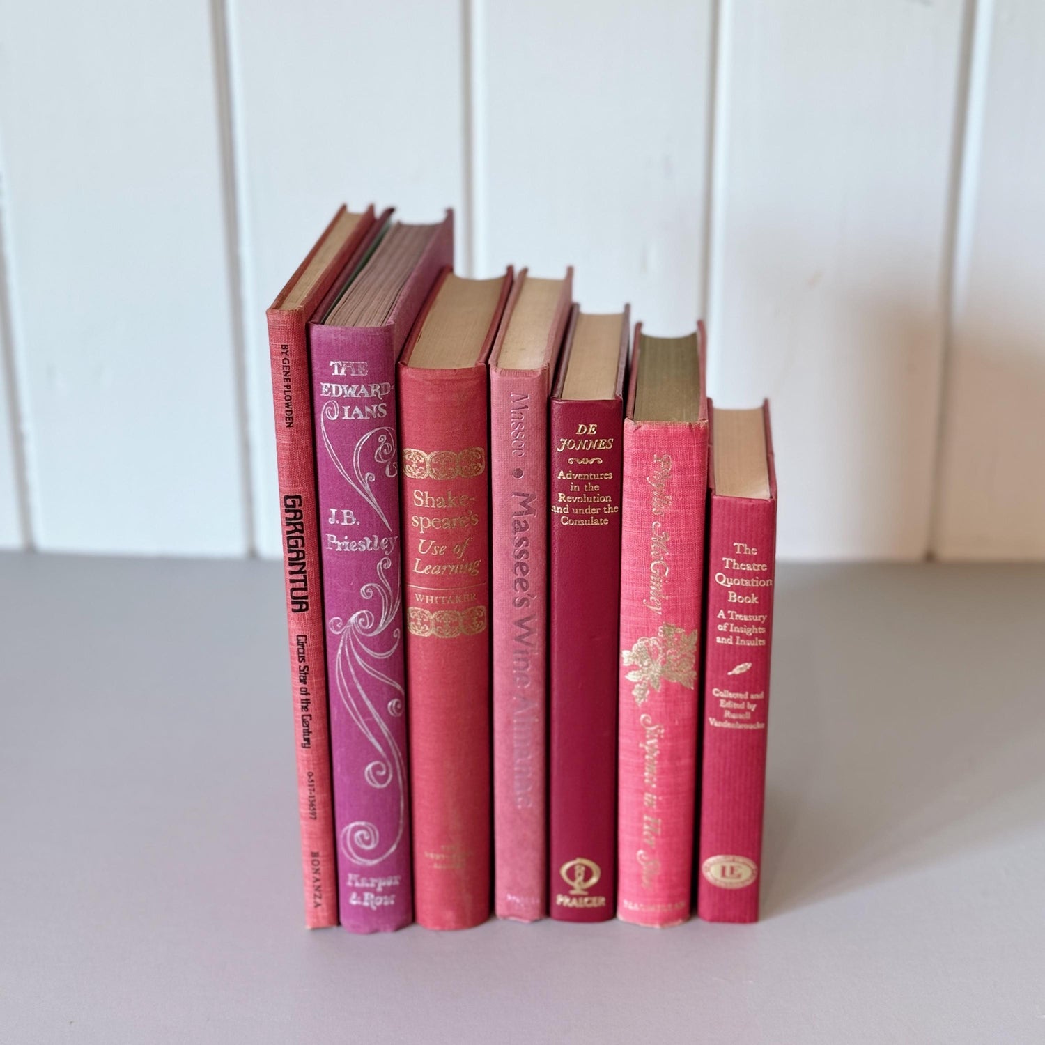 Vintage Pink and Purple Large Book Set For Shelf Styling