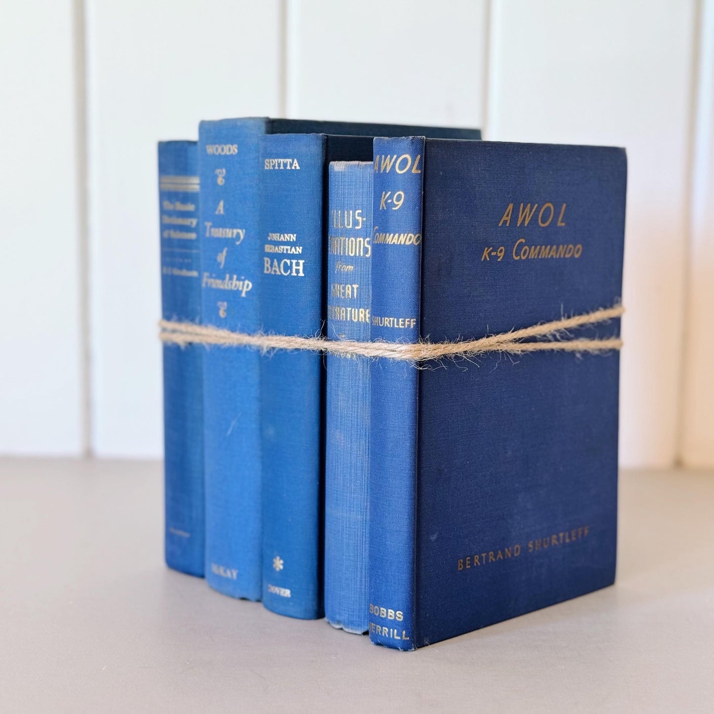 Indigo Blue Vintage Book Set for Decor, Mid-Century Modern Books By Color