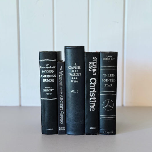 Black and Silver Vintage Books for Decor, Mid-Century Modern Masculine Books By Color, Mercedes Book