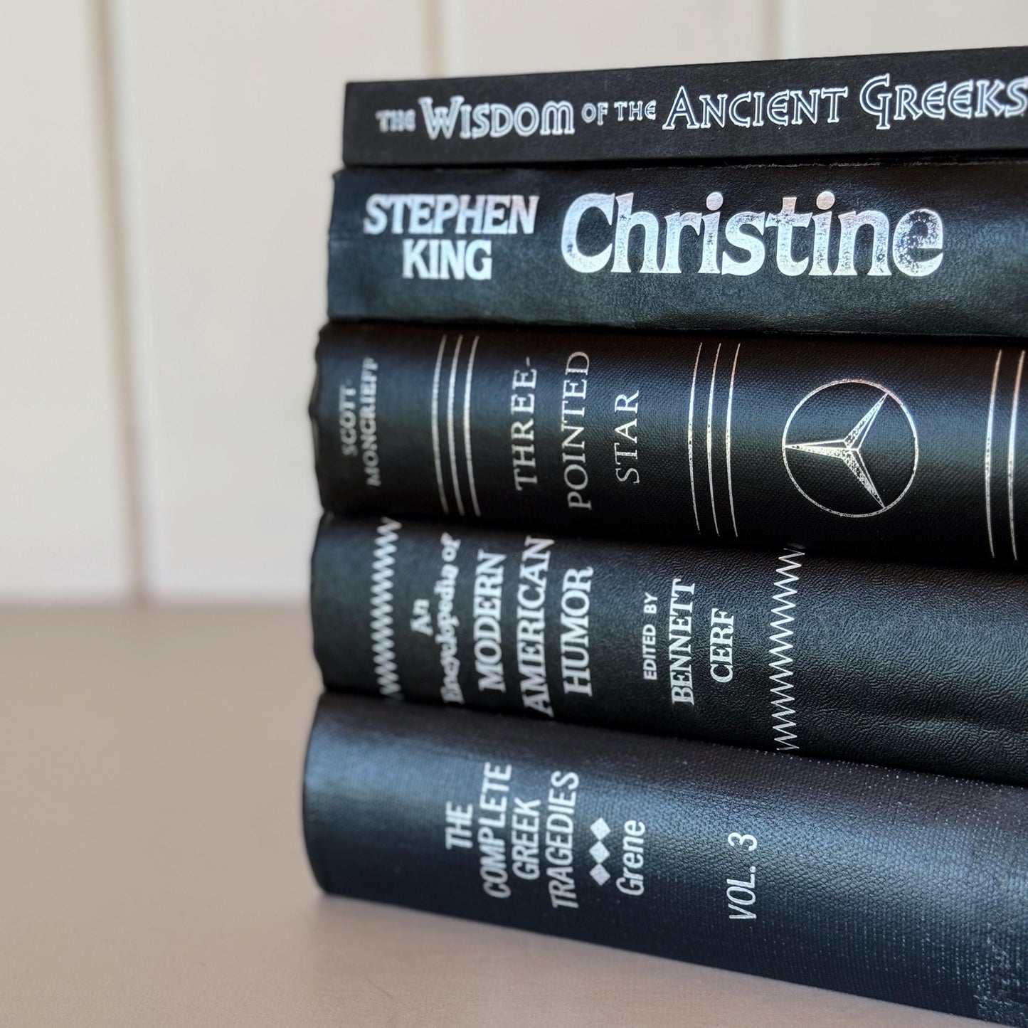 Black and Silver Vintage Books for Decor, Mid-Century Modern Masculine Books By Color, Mercedes Book