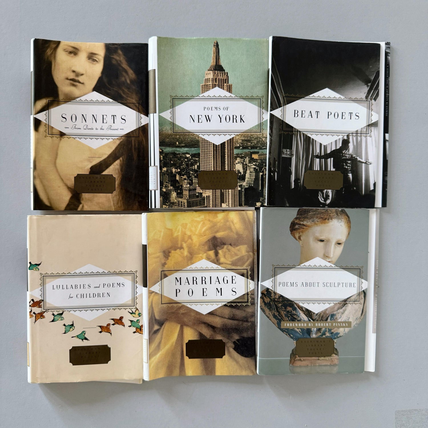 Mini Pocket Sized Black White and Gray Poetry Book Bundle, Everyman's Pocket Poets Collection