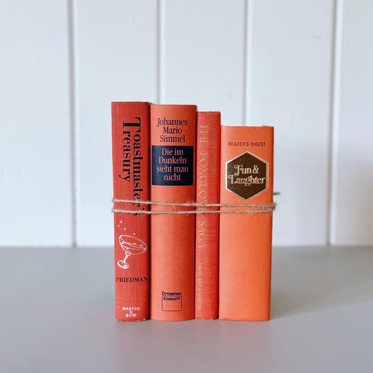 Bright Orange Vintage Books for Decor, Retro Books By Color