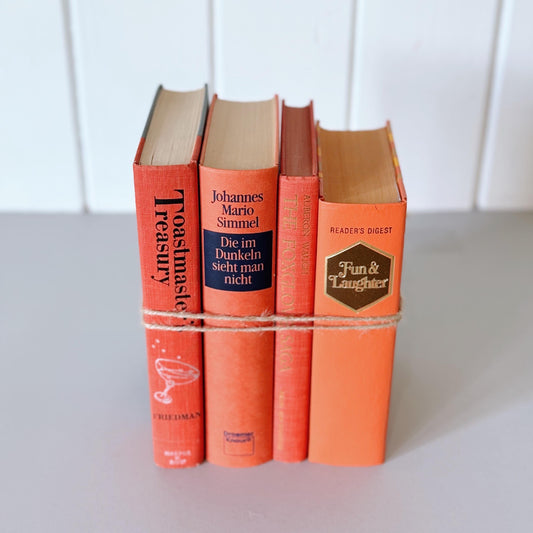 Bright Orange Vintage Books for Decor, Retro Books By Color