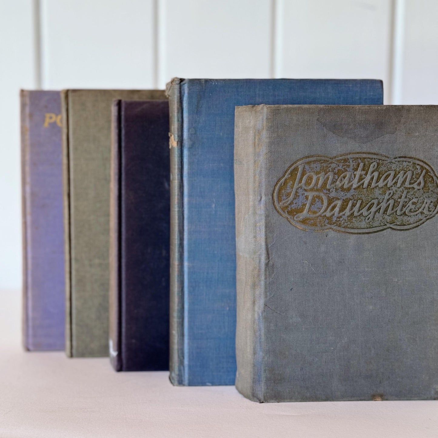 Shabby Old Books for Decor, Faded Neutral Vintage Book Set