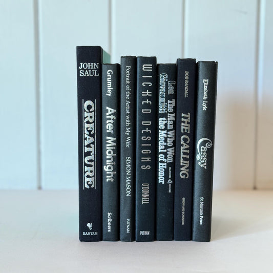 Black and Silver Vintage Books for Decor, Mid-Century Modern Masculine Books By Color