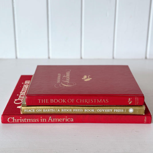 Gold and Red Vintage Christmas Coffee Table Books for Decor