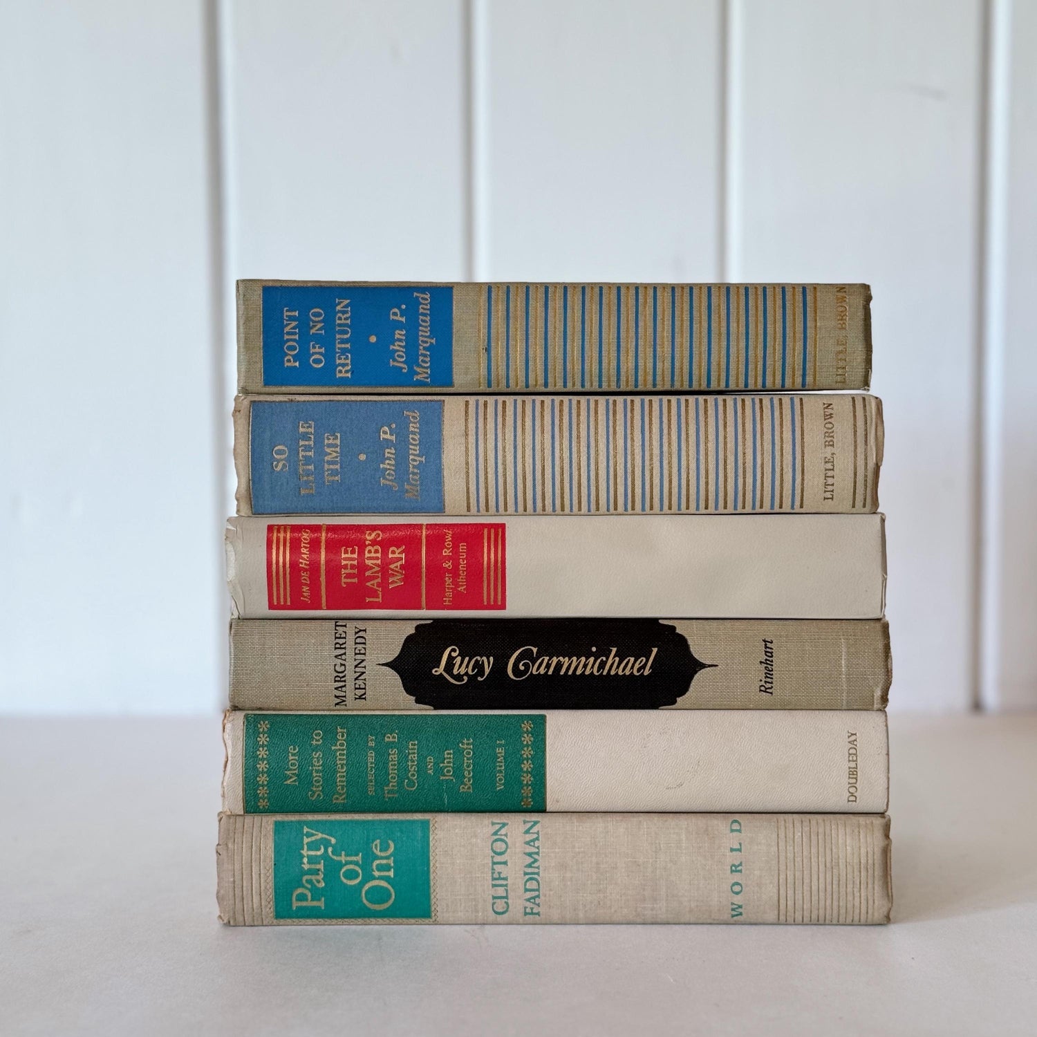 Beige Mid-Century Modern Book Set with Green, Blue, Red, and Black Accents