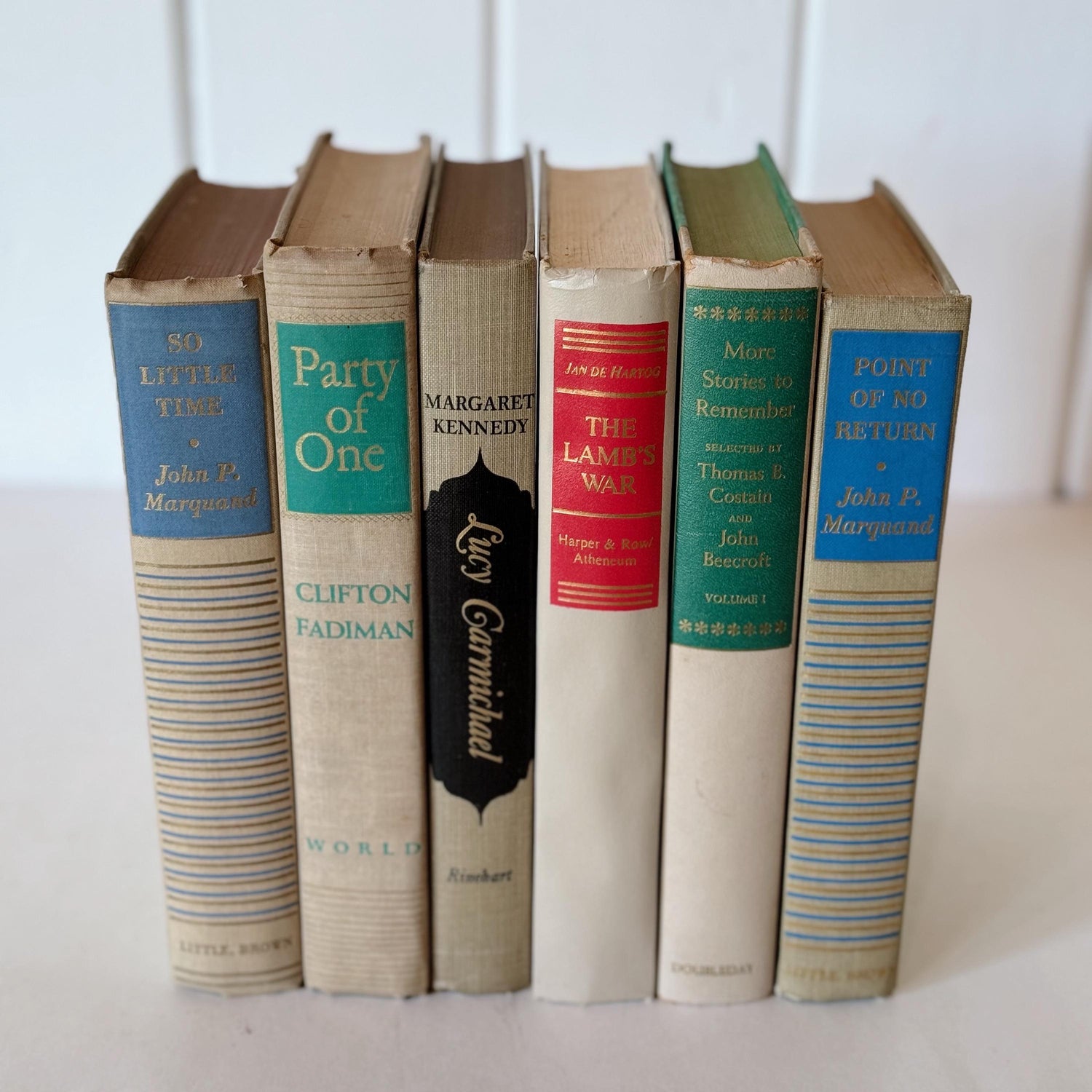 Beige Mid-Century Modern Book Set with Green, Blue, Red, and Black Accents