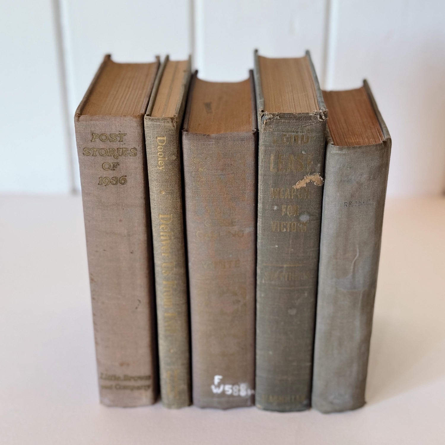 Shabby Old Books for Decor, Faded Neutral Vintage Book Set