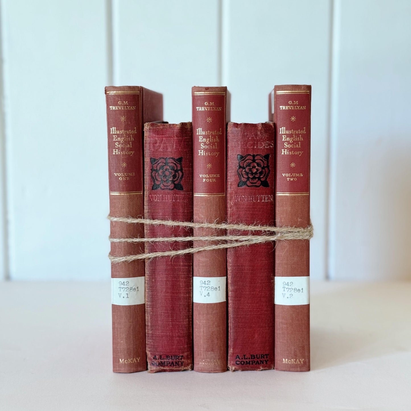 Shabby Red Antique Distressed Cozy Book Bundle