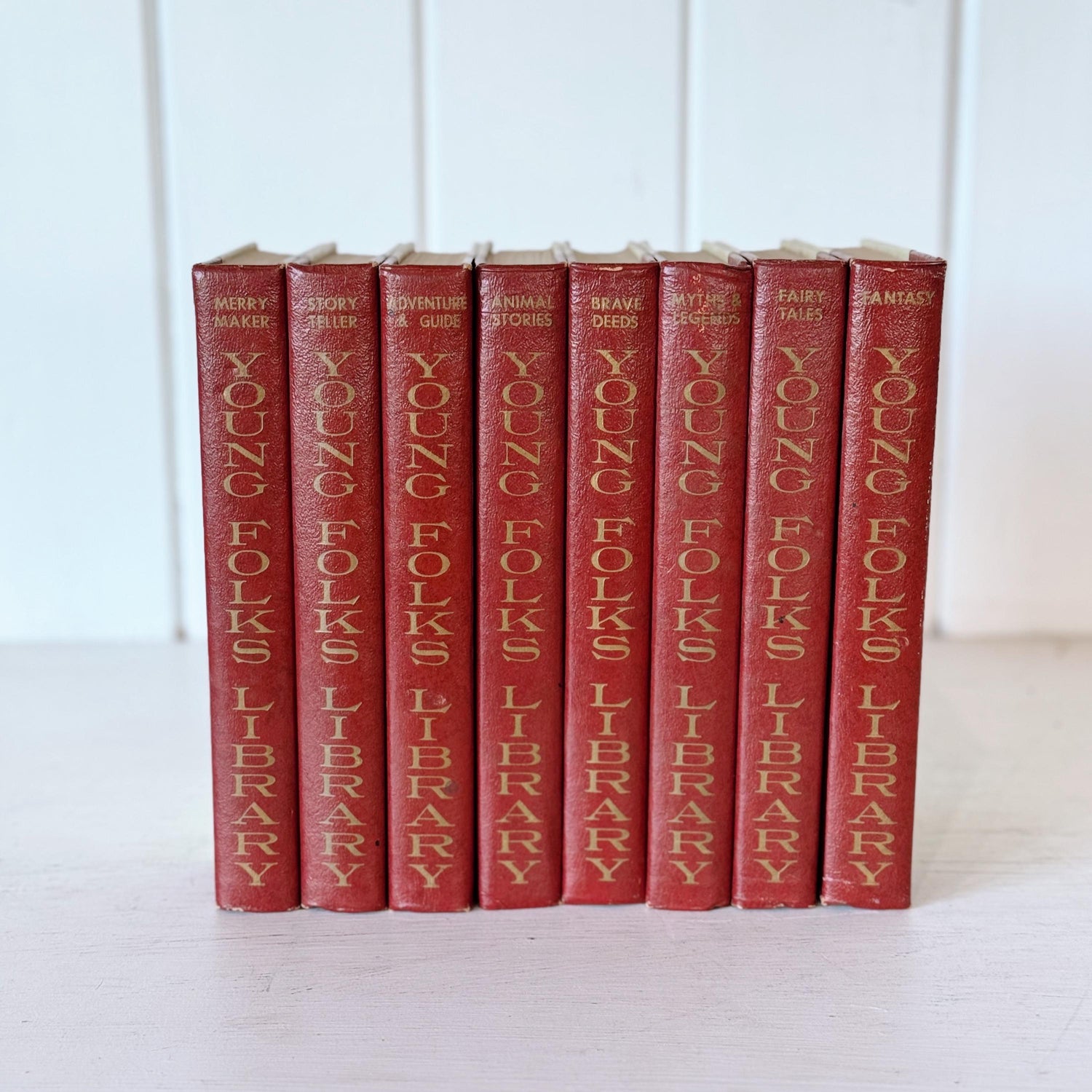 The Young Folks' Library, 1958 Complete Set, Red Vintage Story Collection