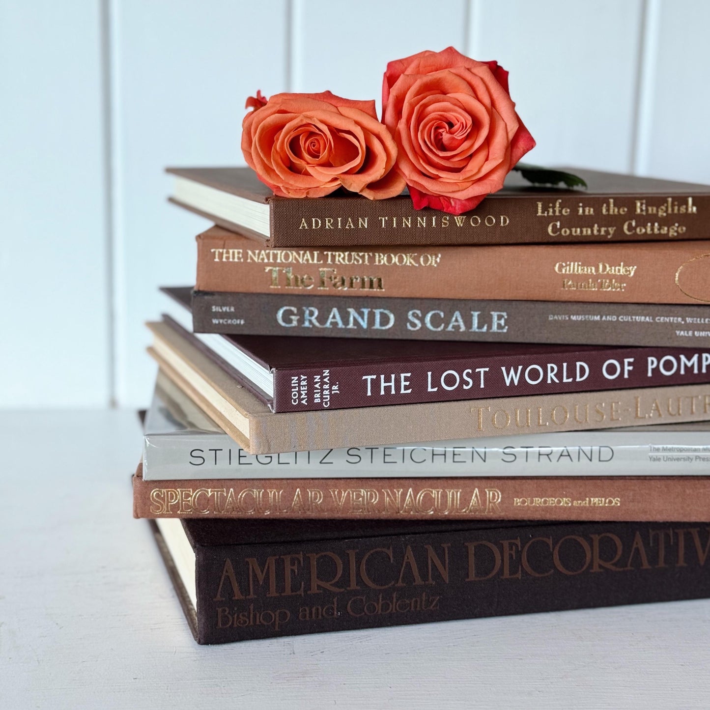 Neutral Vintage Brown Tan Gray Coffee Table Book Set