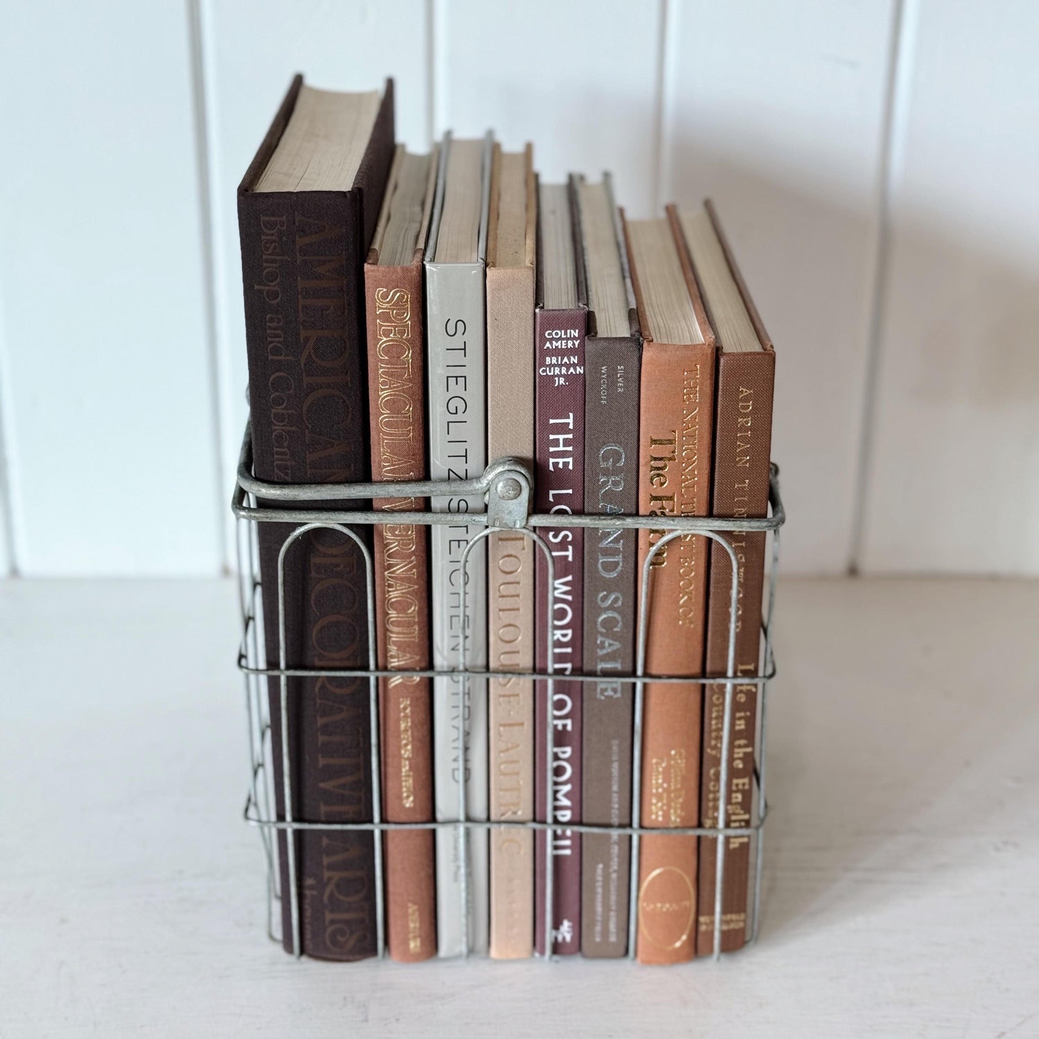 Neutral Vintage Brown Tan Gray Coffee Table Book Set