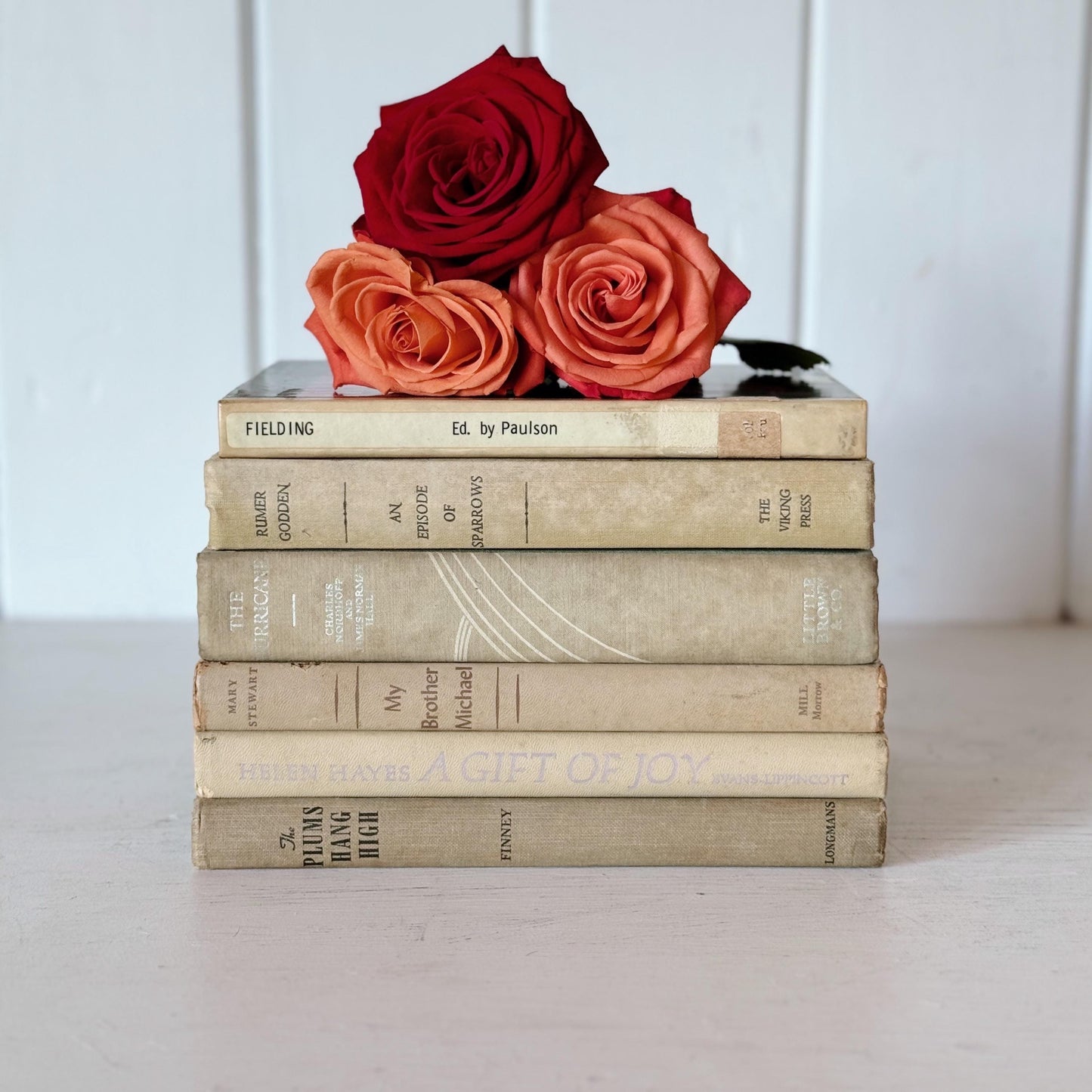 Neutral Shabby Distressed Decorative Books, Shabby Chic Books for Decor, Neutral Book Set