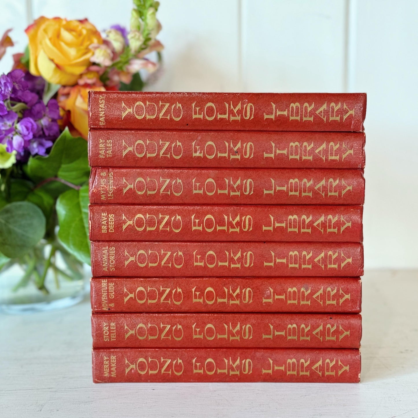 The Young Folks' Library, 1958 Complete Set, Red Vintage Story Collection