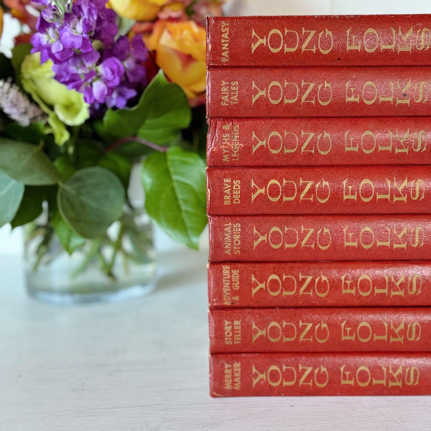 The Young Folks' Library, 1958 Complete Set, Red Vintage Story Collection