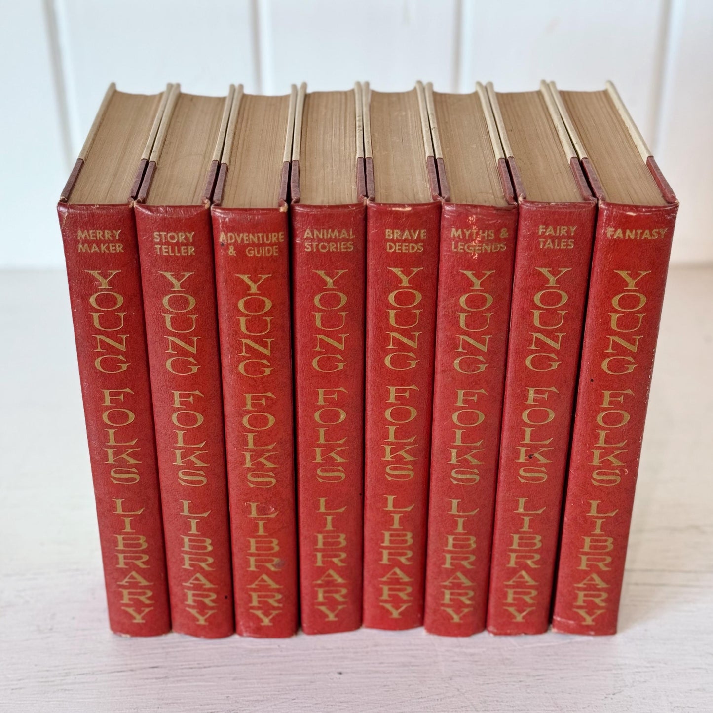 The Young Folks' Library, 1958 Complete Set, Red Vintage Story Collection