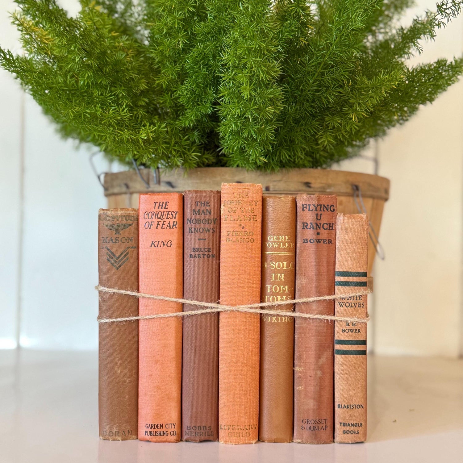 Orange Rust Red Terra Cotta Decorative Books, Vintage Books, Handmade Decor