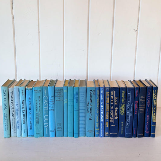 Vintage Blue Ombre Books for Decor, Instant Library, Lake Beach House Decor