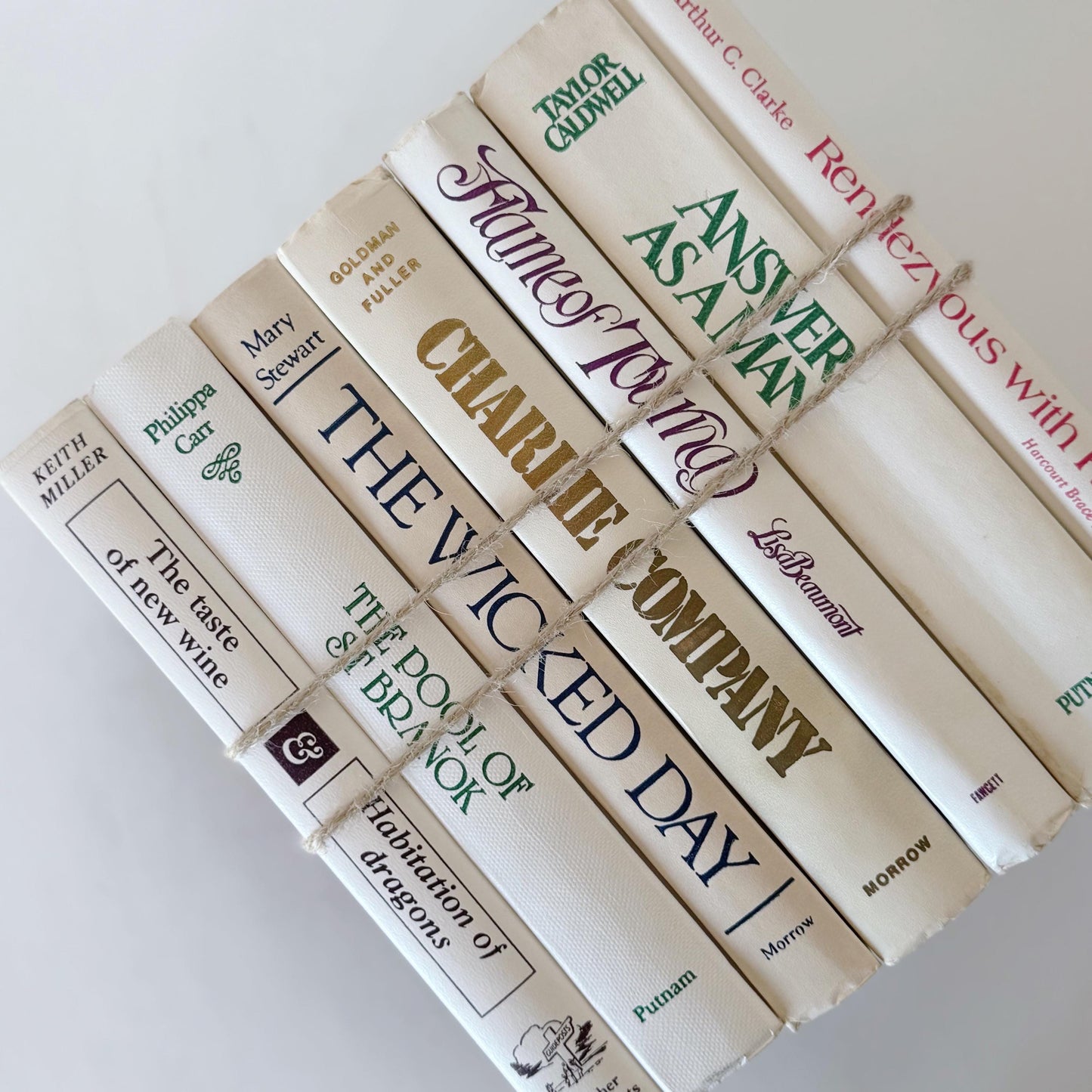 Retro 1980s White and Cream Book Set with Colorful Lettering