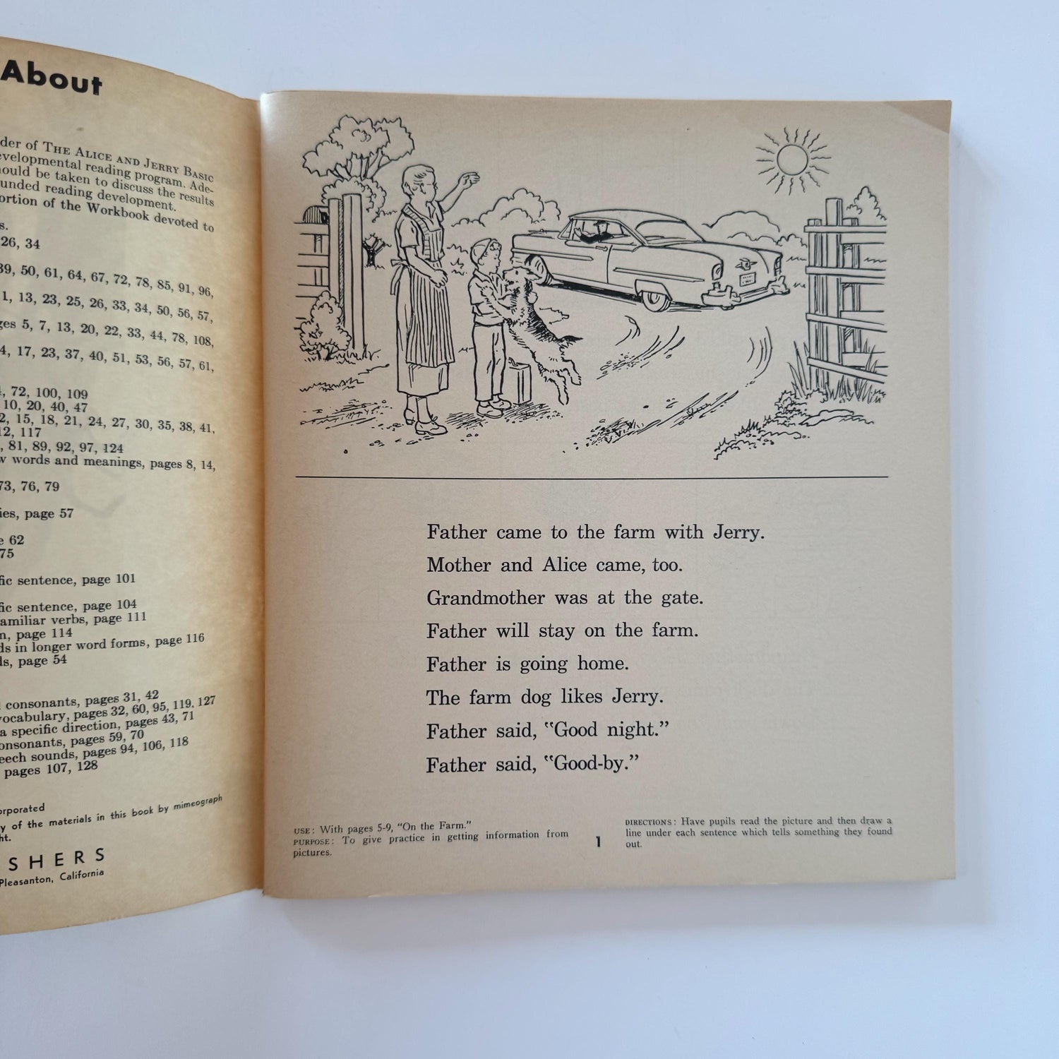 Workbook for Round About, The Alice and Jerry Reading Program, Unused 1958 School Book