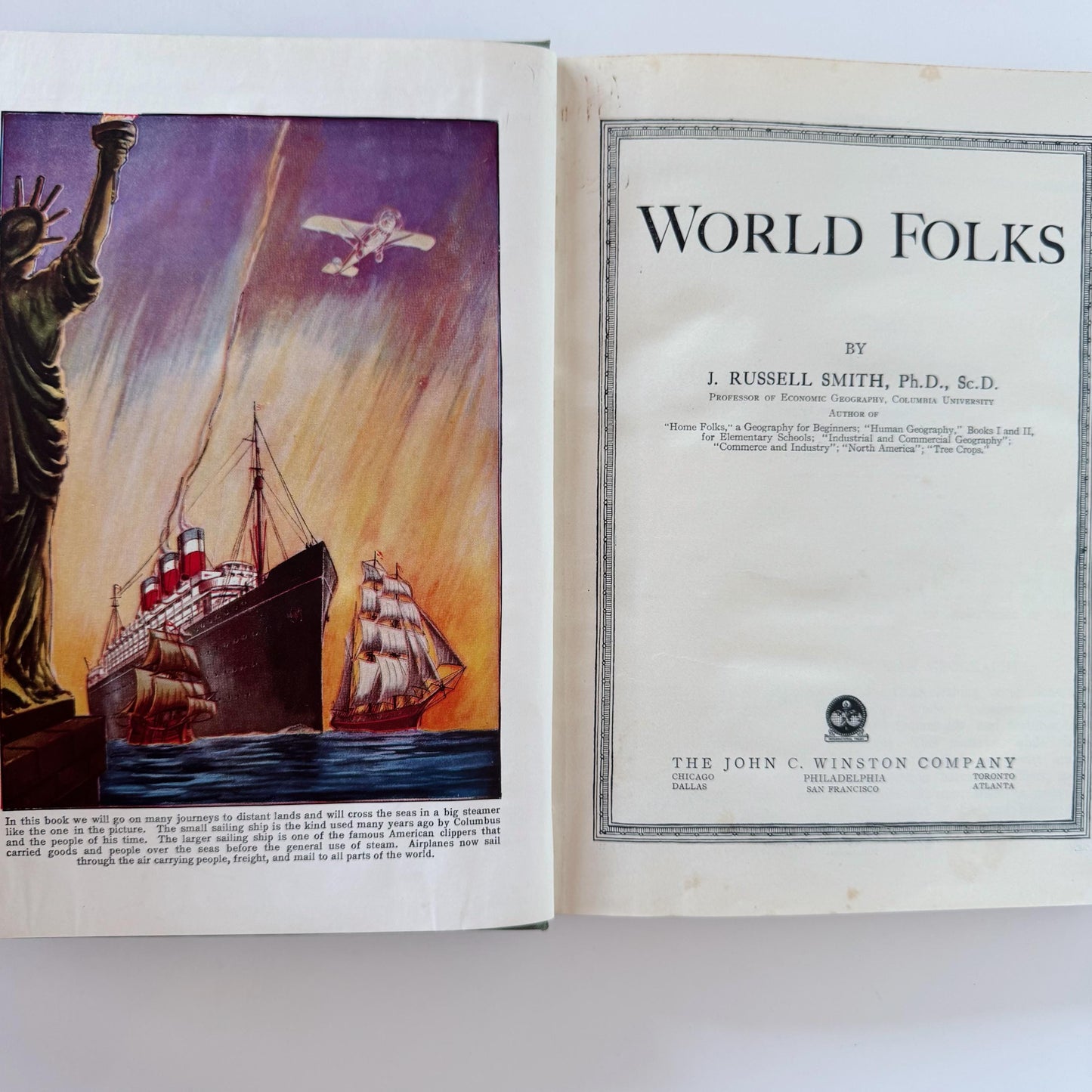 World Folks, Geography and Social Studies School Book, J. Russell Smith, 1931 Illustrated Hardcover