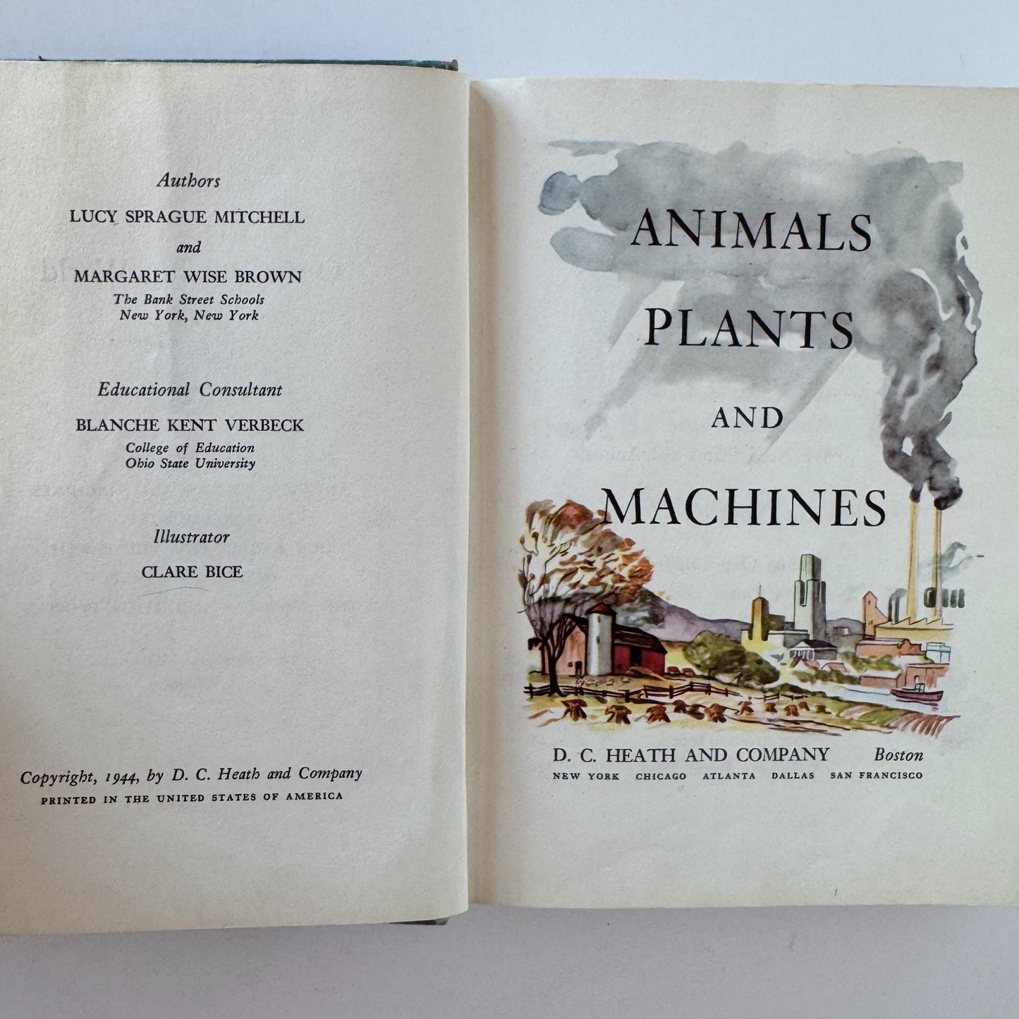 Animals, Plants, and Machines, Margaret Wise Brown, Lucy Sprague Mitchell, 1944 School Reader, Our Growing World Series