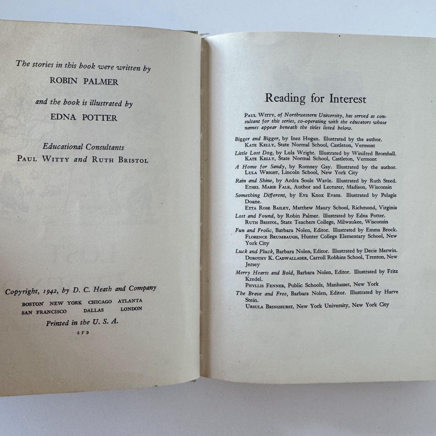 Lost and Found, Reading For Interest Series, Early Reader, 1942