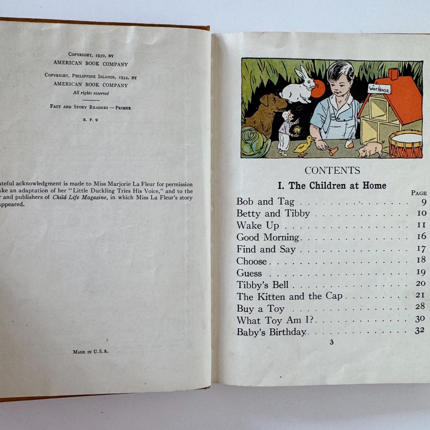 Fact and Story Readers Primer, 1930 Kindergarten Art Deco School Reader