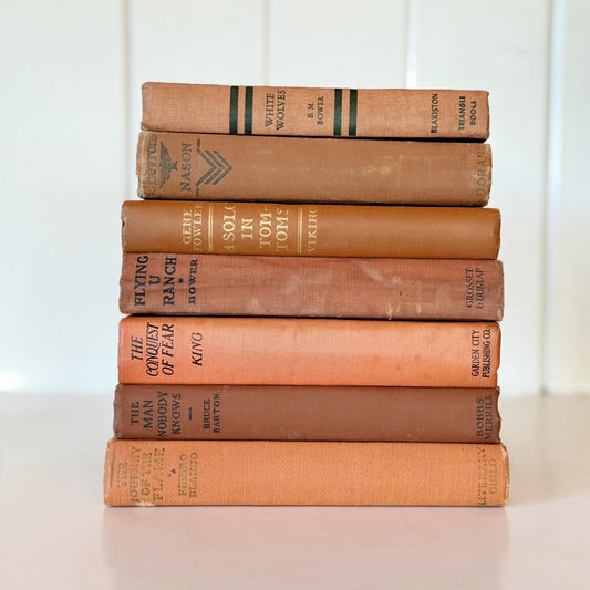 Orange Rust Red Terra Cotta Decorative Books, Vintage Books, Handmade Decor