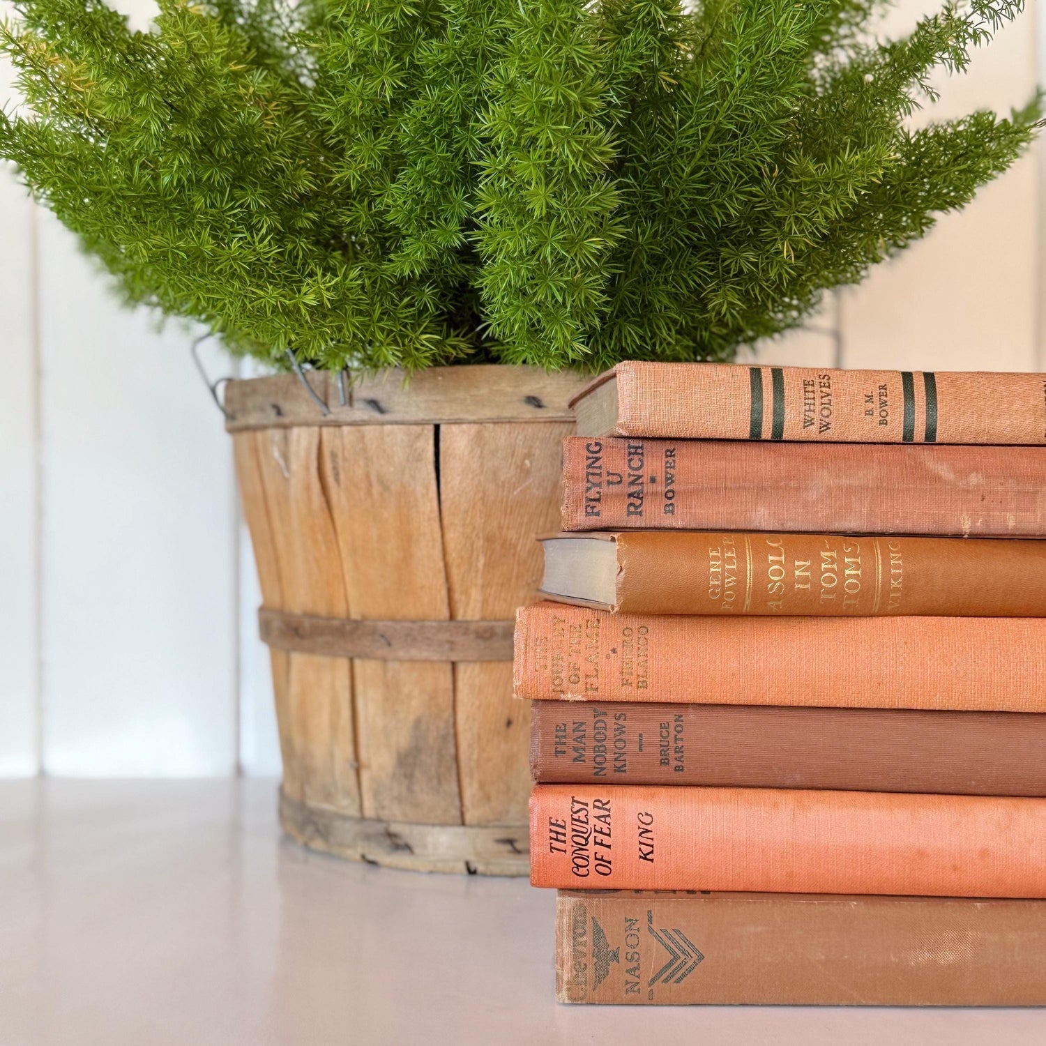 Orange Rust Red Terra Cotta Decorative Books, Vintage Books, Handmade Decor