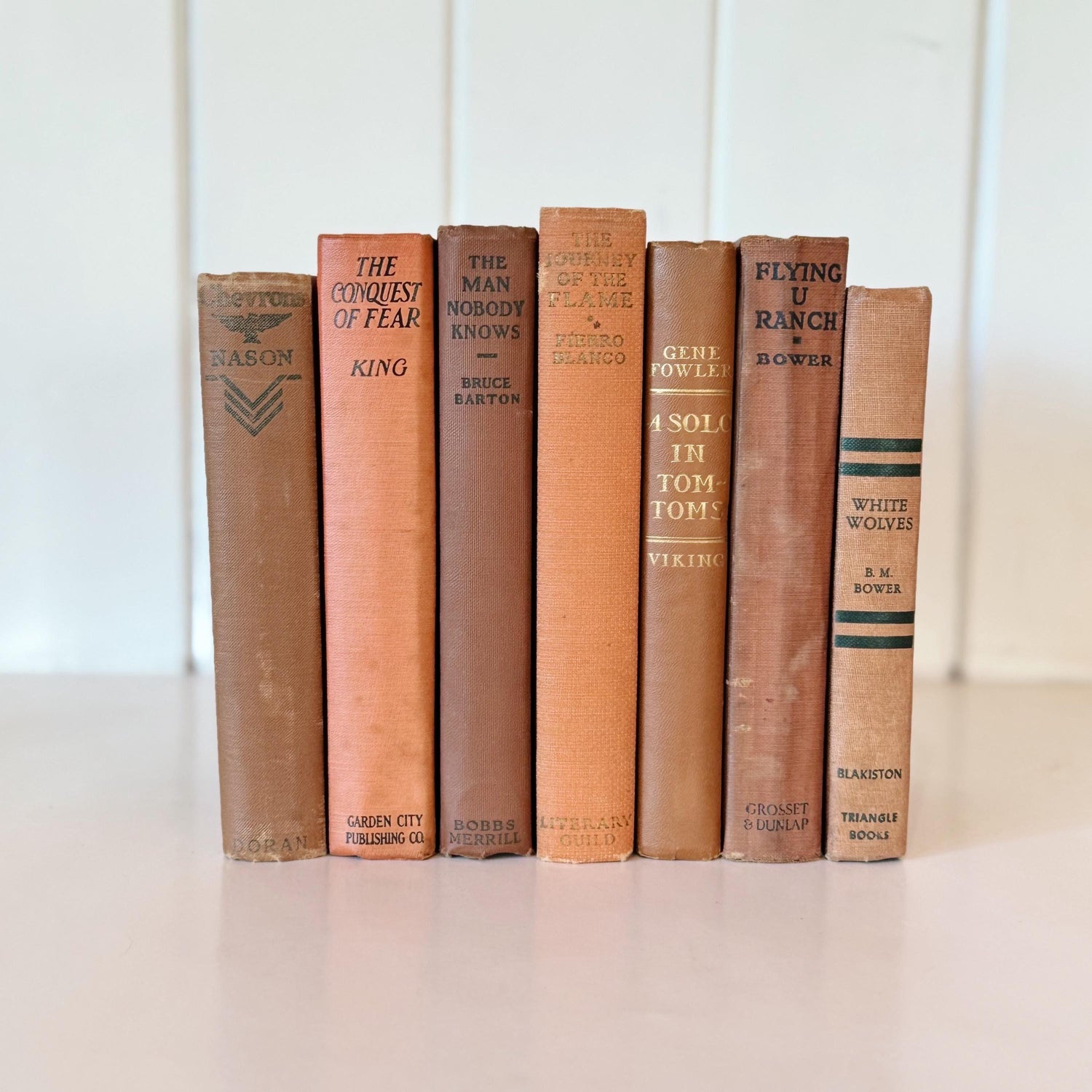 Orange Rust Red Terra Cotta Decorative Books, Vintage Books, Handmade Decor