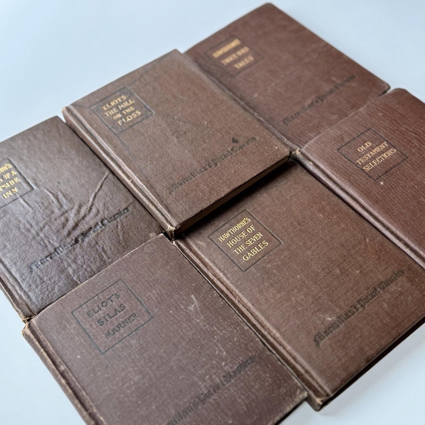 Antique Small Brown School Book Bundle, Macmillan Pocket Classics