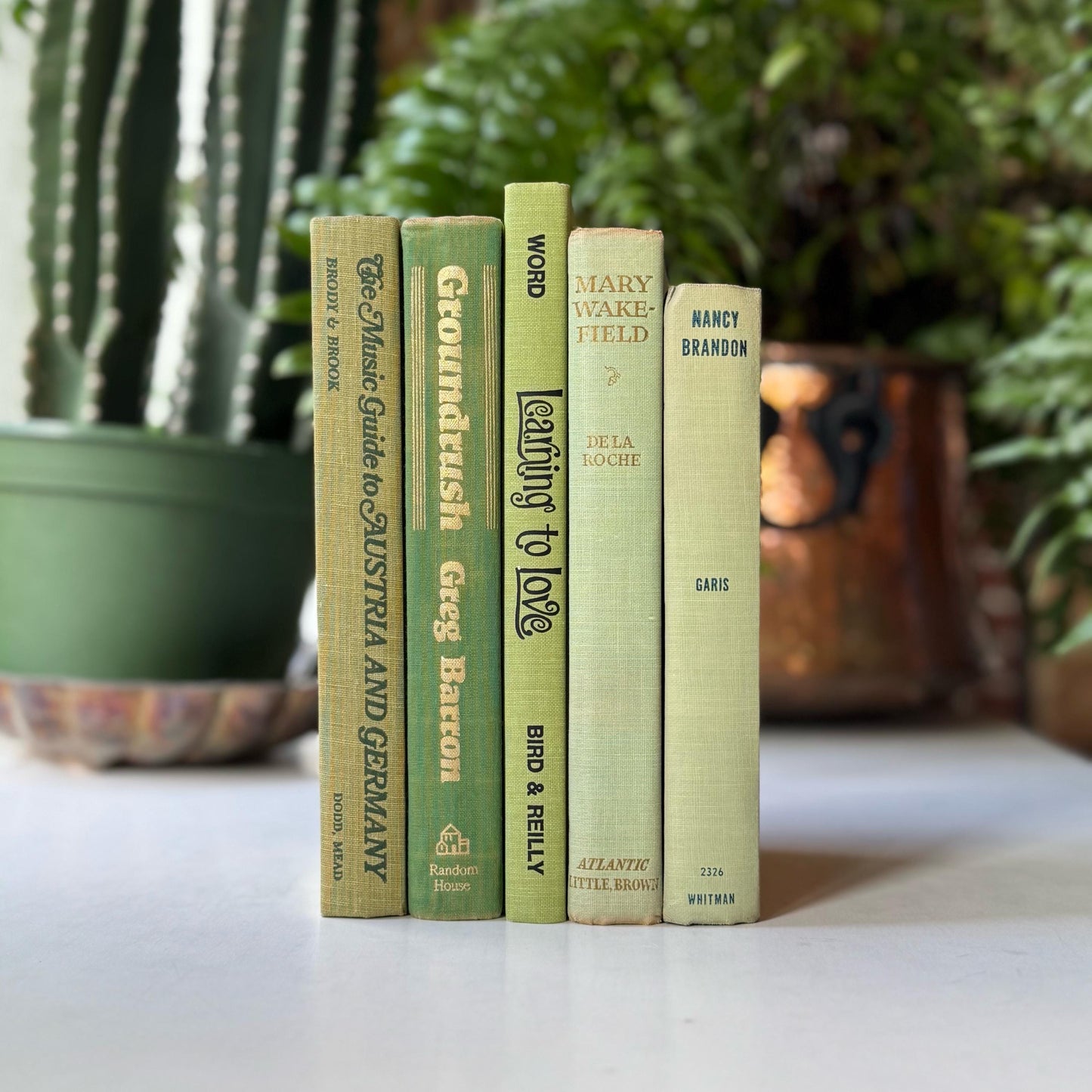 Spring Green Pale Green Vintage Book Bundle for Shelf Styling