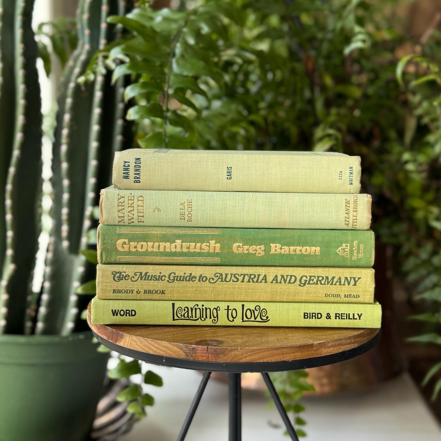 Spring Green Pale Green Vintage Book Bundle for Shelf Styling