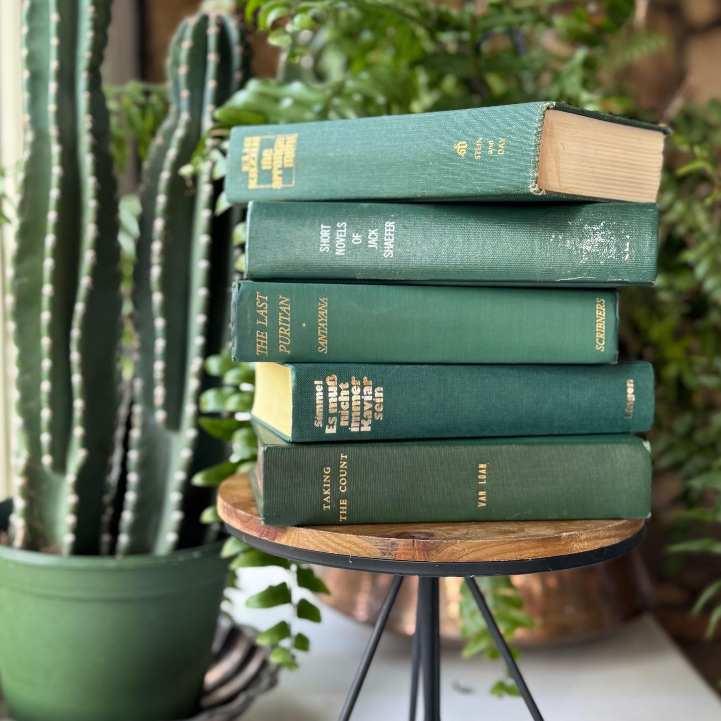 Dark Hunter Green Vintage and Antique Book Bundle for Shelf Styling