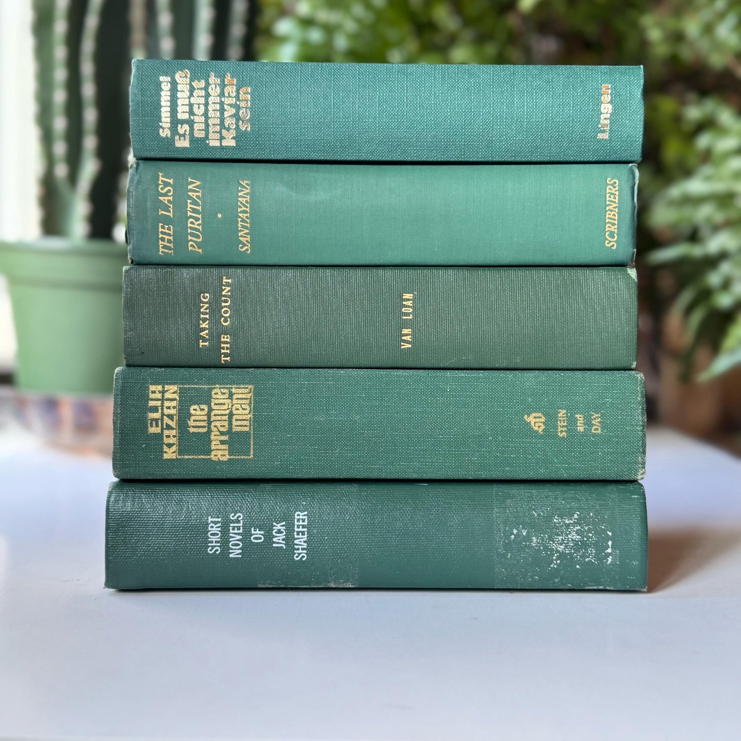 Dark Hunter Green Vintage and Antique Book Bundle for Shelf Styling