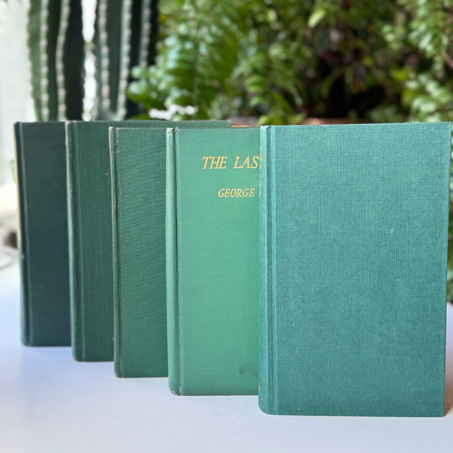 Dark Hunter Green Vintage and Antique Book Bundle for Shelf Styling