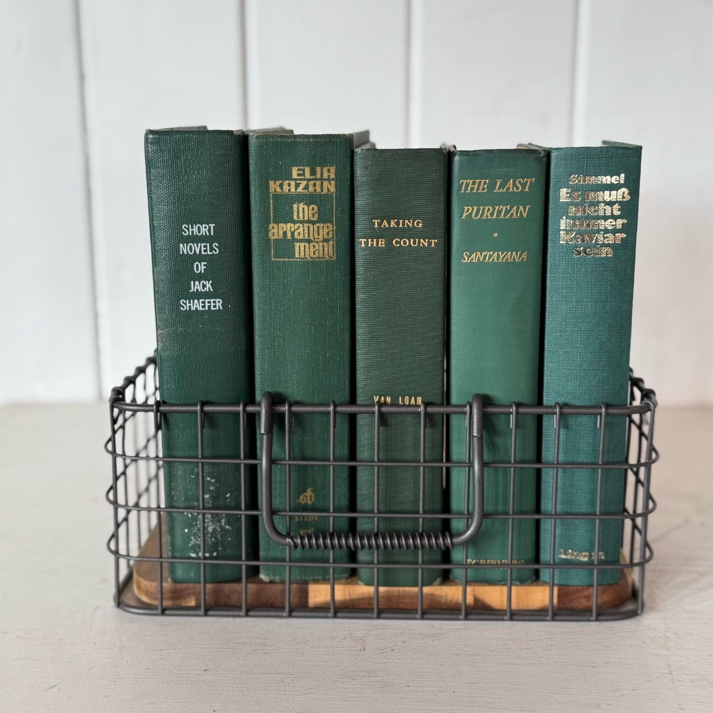 Dark Hunter Green Vintage and Antique Book Bundle for Shelf Styling