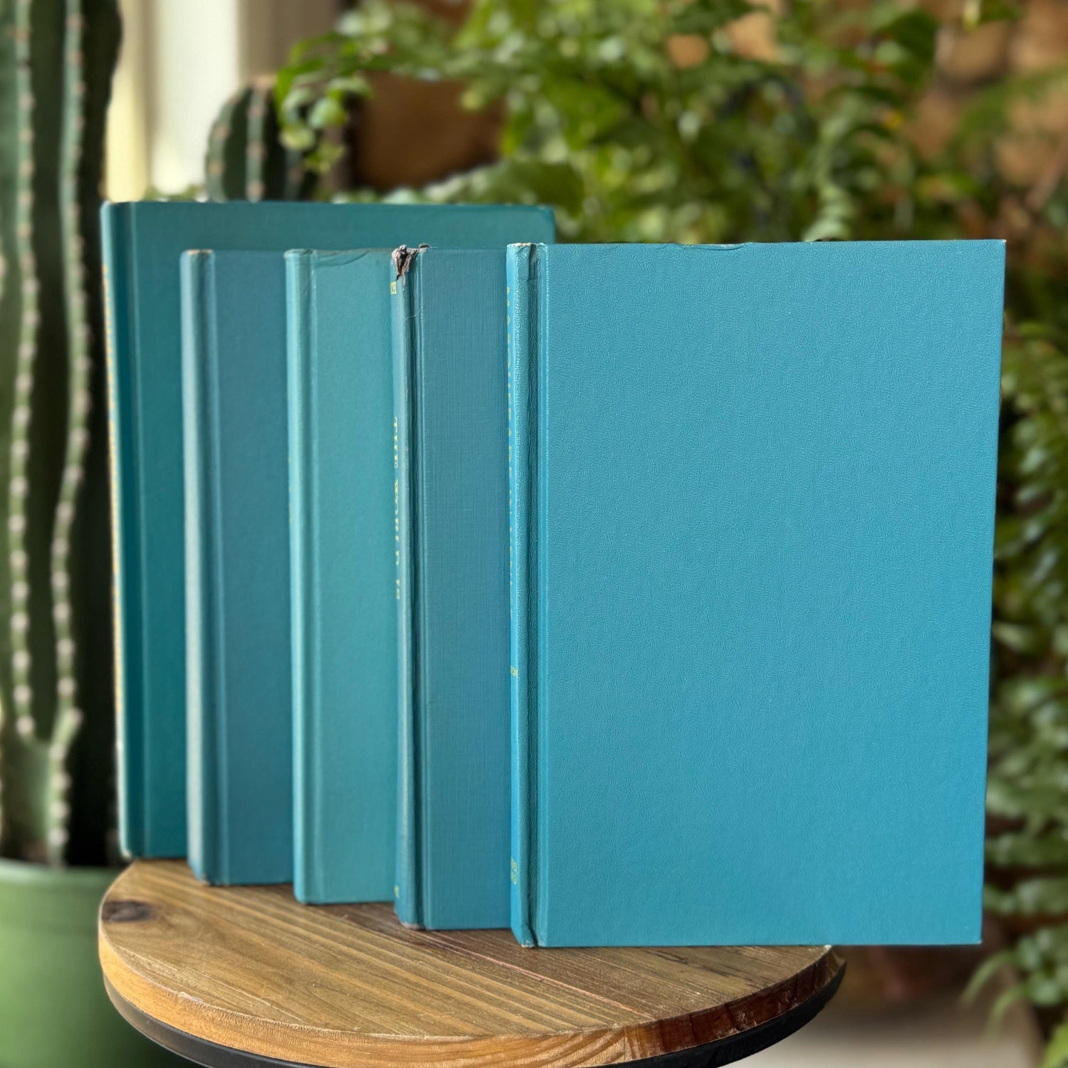 Retro Vintage Turquoise Blue and Yellow Books for Shelf Styling