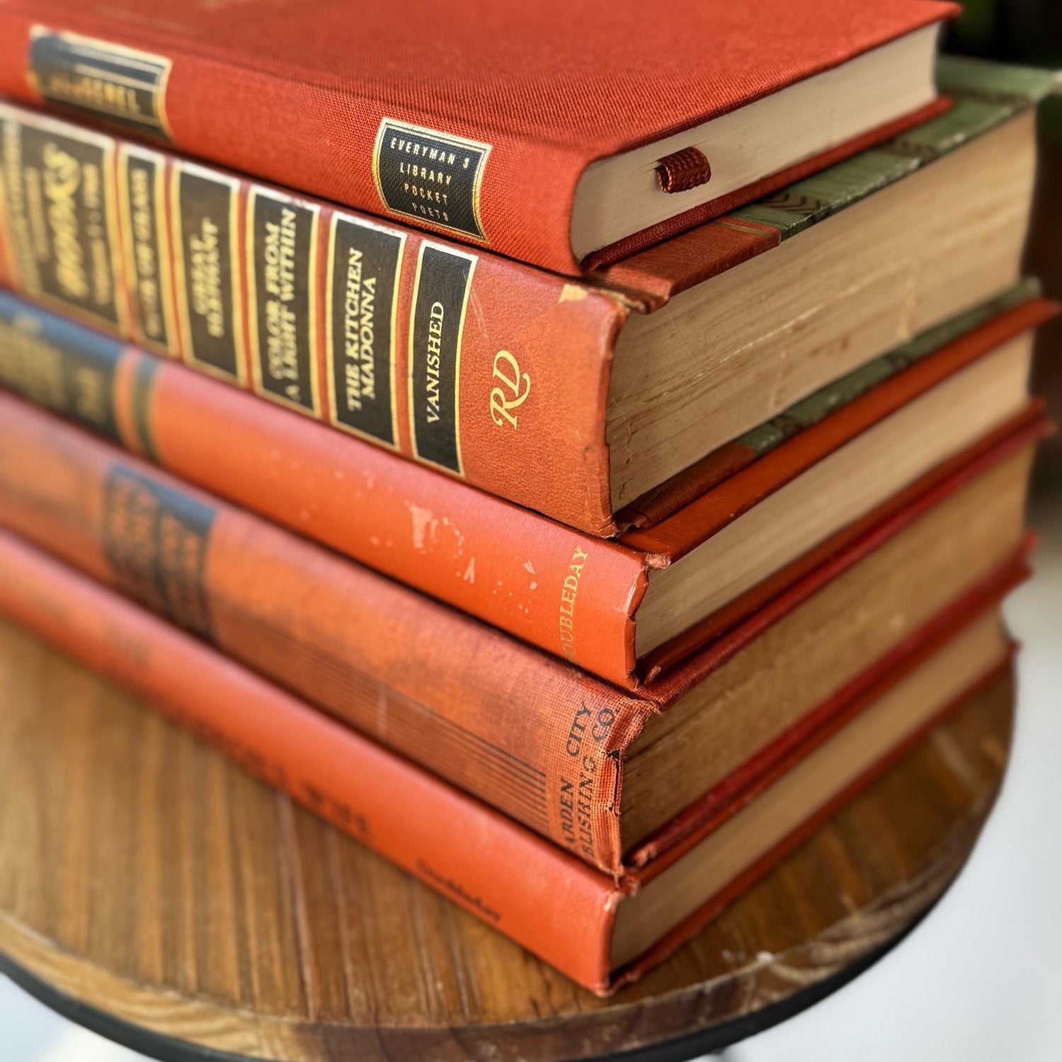 Terra Cotta and Black Vintage Books For Retro Shelf Styling